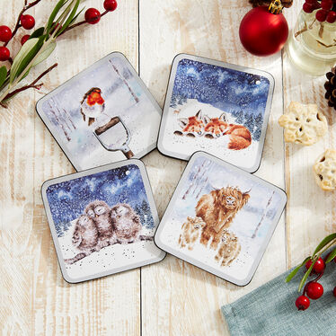 Wrendale Designs Winter Skies Coasters Set Of 4